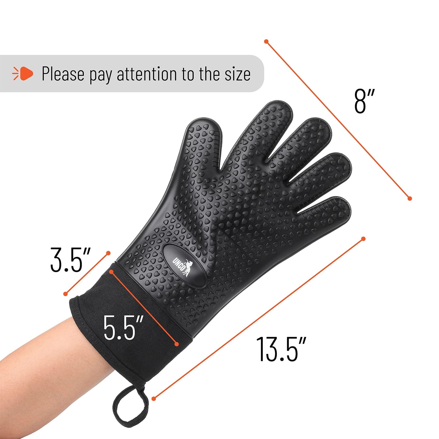 UNCO- Grill Gloves, Silicone Gloves Heat Resistant, Oven Gloves, BBQ Gloves, Meat Gloves, Barbecue Gloves, Grilling Gloves, Meat Gloves for Pulling Meat, Grill Gloves for Outdoor Grill, Grill Mitts - CookCave