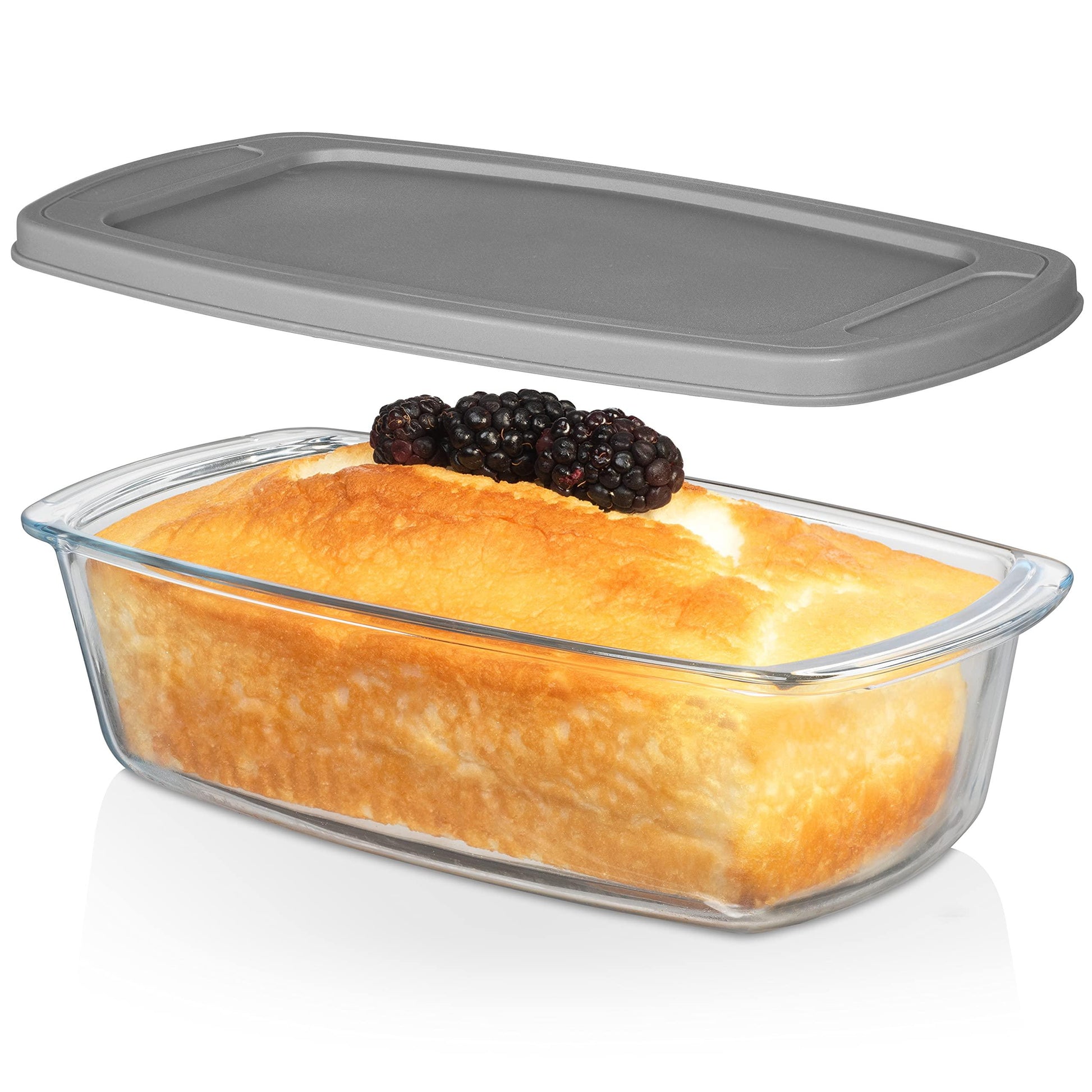Razab LARGE 7.6 Cups/1800 ML/1.9 Qt Glass Loaf Pan with Lids - Meatloaf Pan BPA free Airtight Lids Grip Handle Easy Carry, Microwave and Oven Safe - Loaf Pans For Baking Bread, Cakes, Glass Loaf Pan - CookCave
