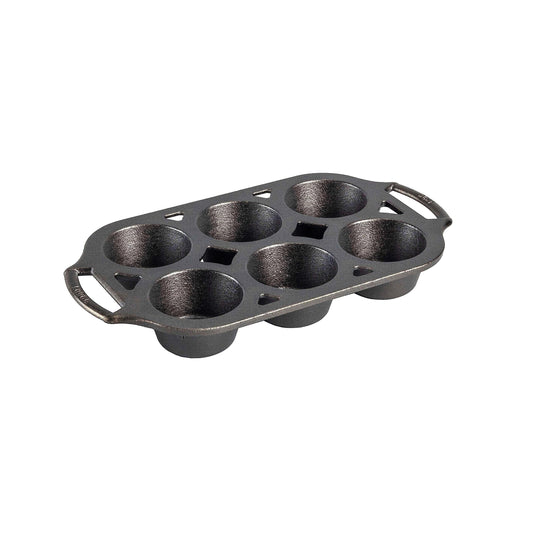 Lodge Seasoned Cast Iron Muffin Pan, 6 Impressions , 12.69" - CookCave