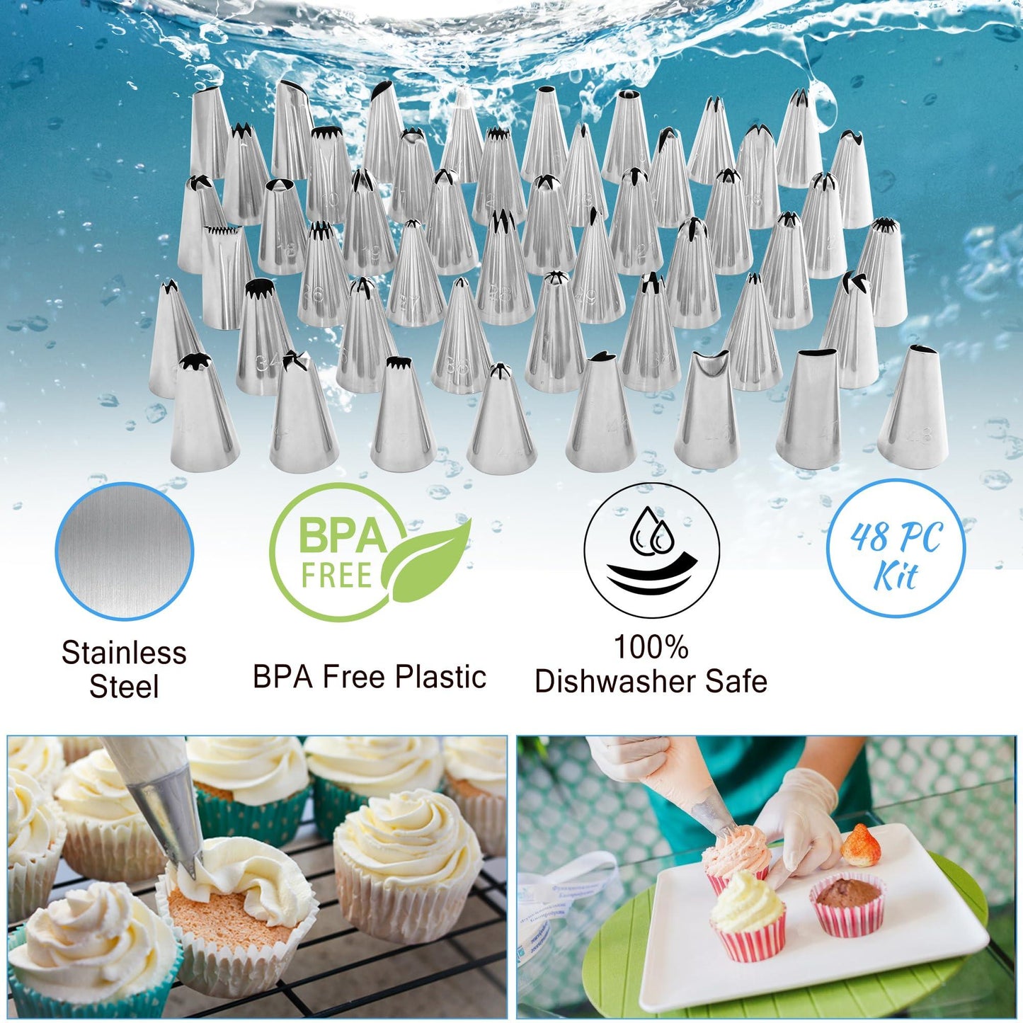 Cizspwu 322 PCs Cake Decorating Kit Baking Set with Cake Turntable, 48 Cake Spatula, 100 Disposable pouches, Baking Set for Teens and Beginners - CookCave