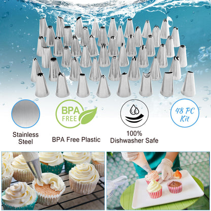 Cizspwu 322 PCs Cake Decorating Kit Baking Set with Cake Turntable, 48 Cake Spatula, 100 Disposable pouches, Baking Set for Teens and Beginners - CookCave