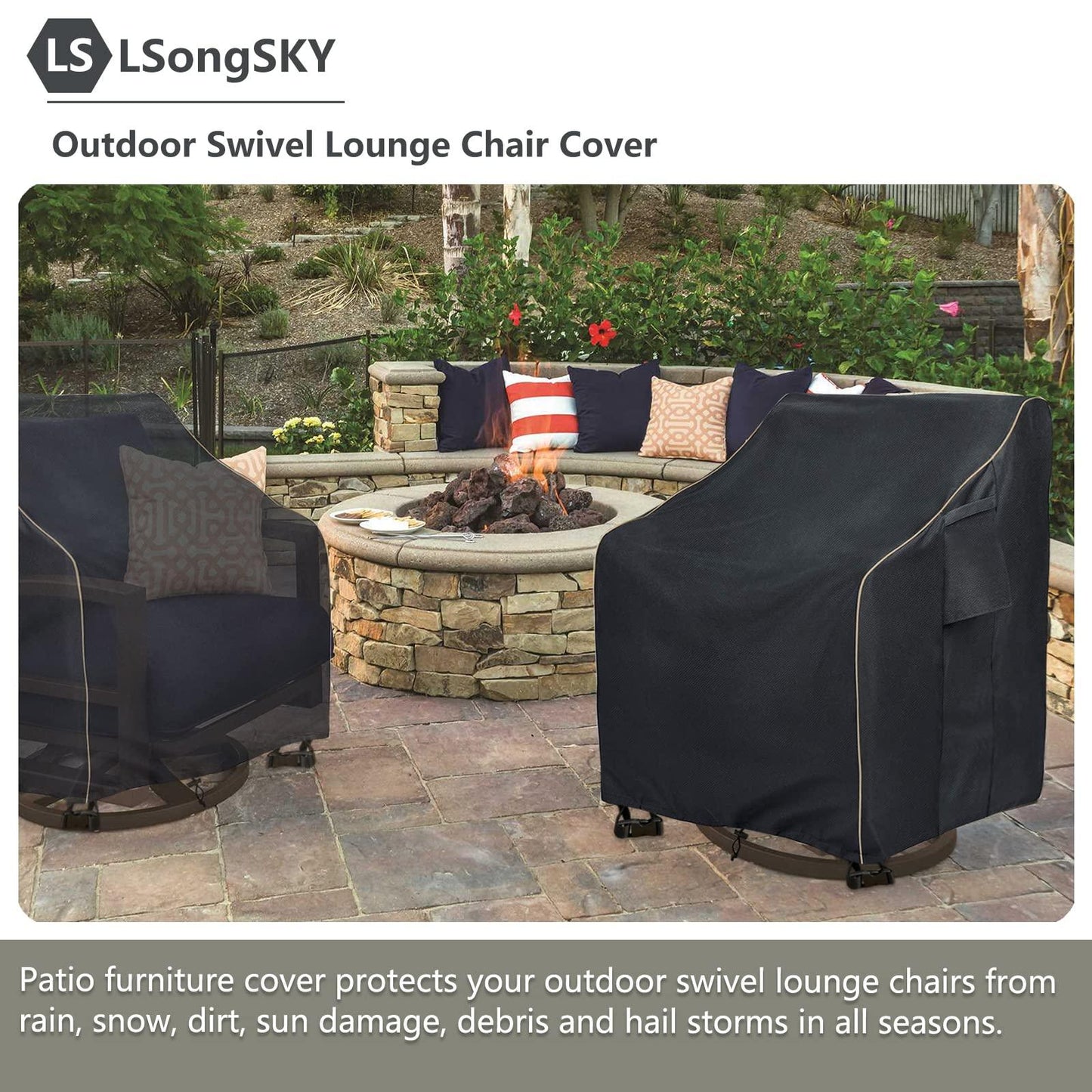 LSongSKY Outdoor Swivel Lounge Chair Cover 2 Pack,Waterproof Heavy Duty Outdoor Chair Covers,Patio Rocking Chair Covers For Outdoor Furniture,(30 W x 34 D x 38.5 H inches),Black - CookCave