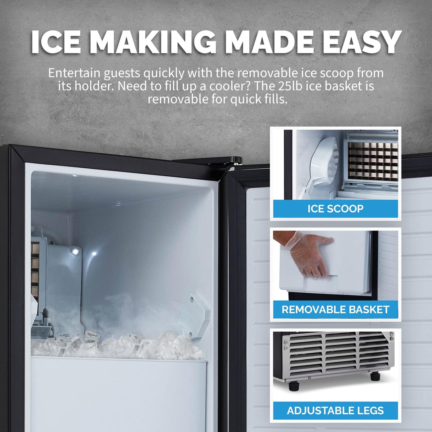 80 lbs. of Ice a Day, 15" Undercounter Clear Ice Cube Maker Machine, Stainless Steel - CookCave