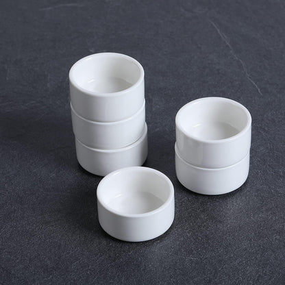 HAOTOP Mini Porcelain Ramekins 1oz Set of 6,Small Ceramics Souffle Dish 30ml White - CookCave