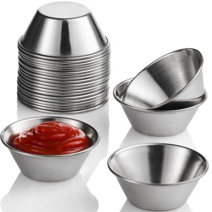 Small Sauce Cups, Stainless Steel Ramekin Dipping Sauce Cup, Commercial Grade Individual Round Condiment cups (24 of 1.5 oz.) - CookCave