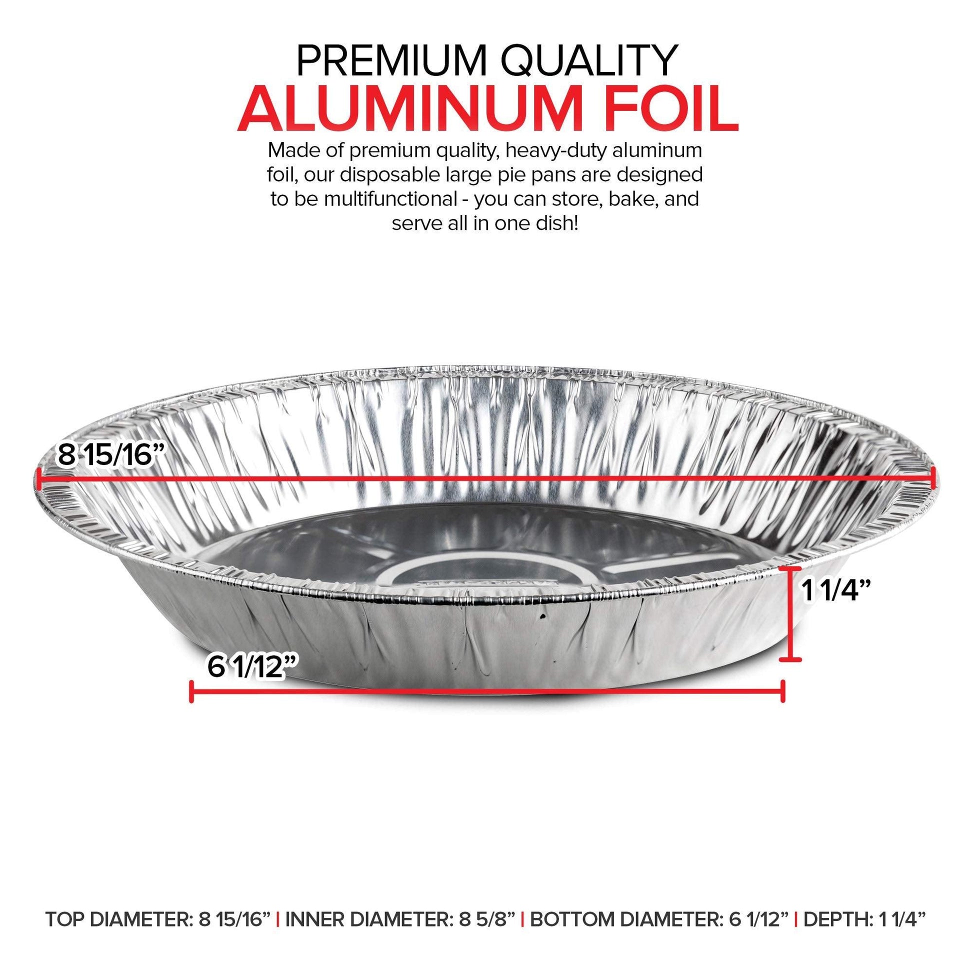 Stock Your Home 9 Inch Deep Dish Aluminum Foil Pie Pans (50 Count) - Disposable & Recyclable Large Pie Pan - Pie Plates for Bakeries, Cafes, Restaurants - Durable Large Foil Pans for Extra Pie Filling - CookCave