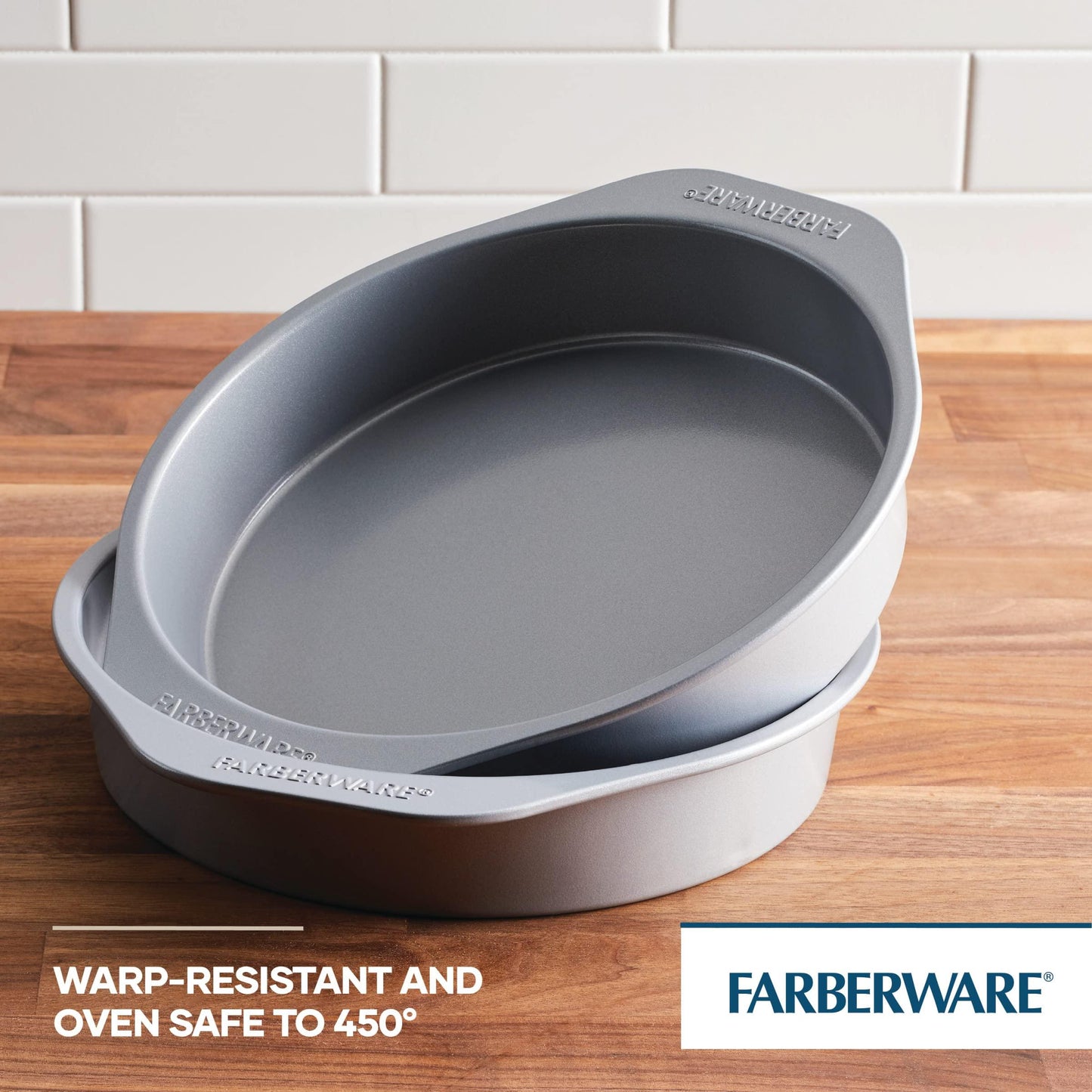 Farberware GoldenBake Bakeware Nonstick Baking Pans/Cake Pan Set, Round, Insulated, Two 8-Inch, Gray - CookCave