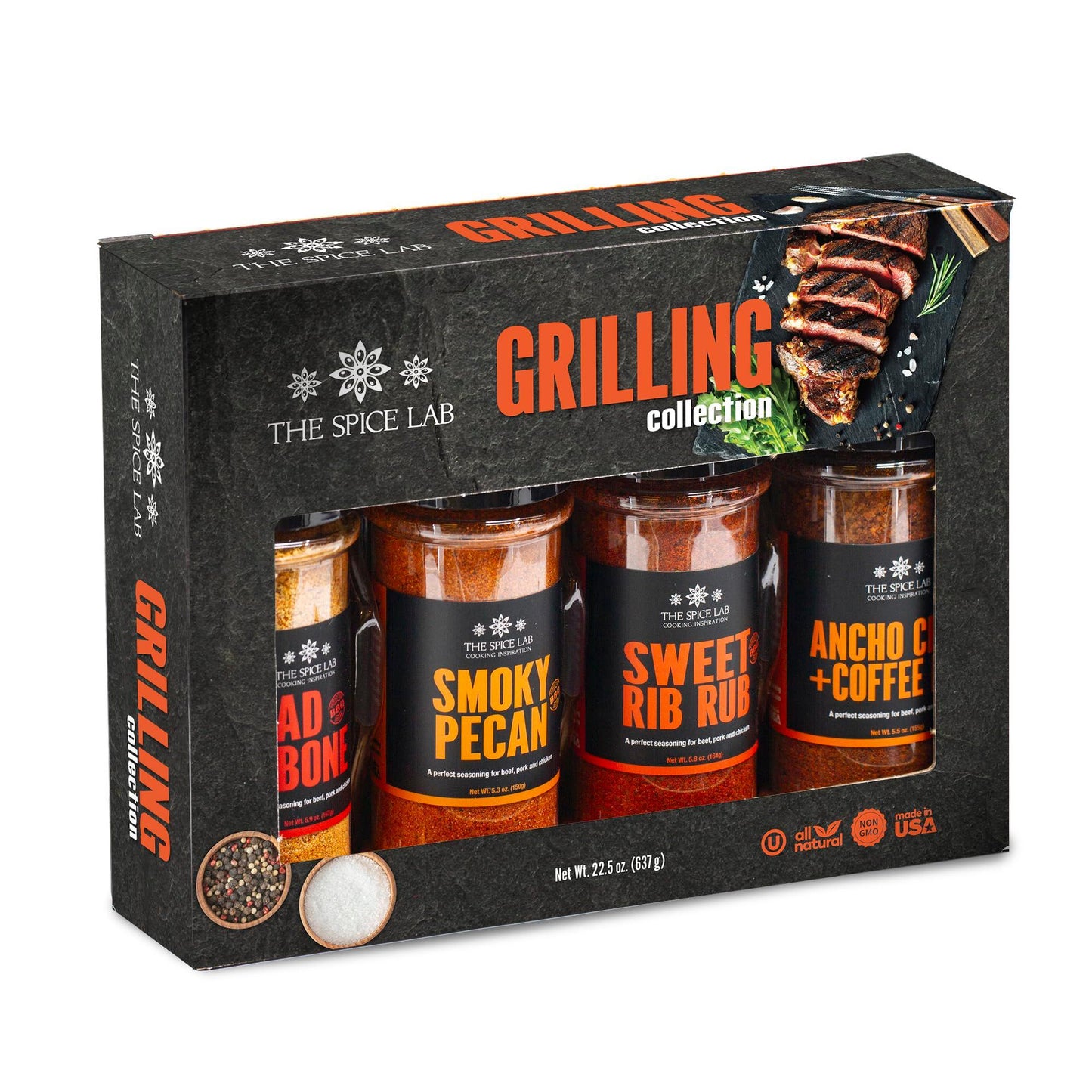 The Spice Lab BBQ Barbecue Spices and Seasonings Set - Ultimate Grilling Accessories Set - Gift Kit for Barbecues, Grilling, and Smoking - Great Gift for Men or Gift for Dad Made in the USA - CookCave