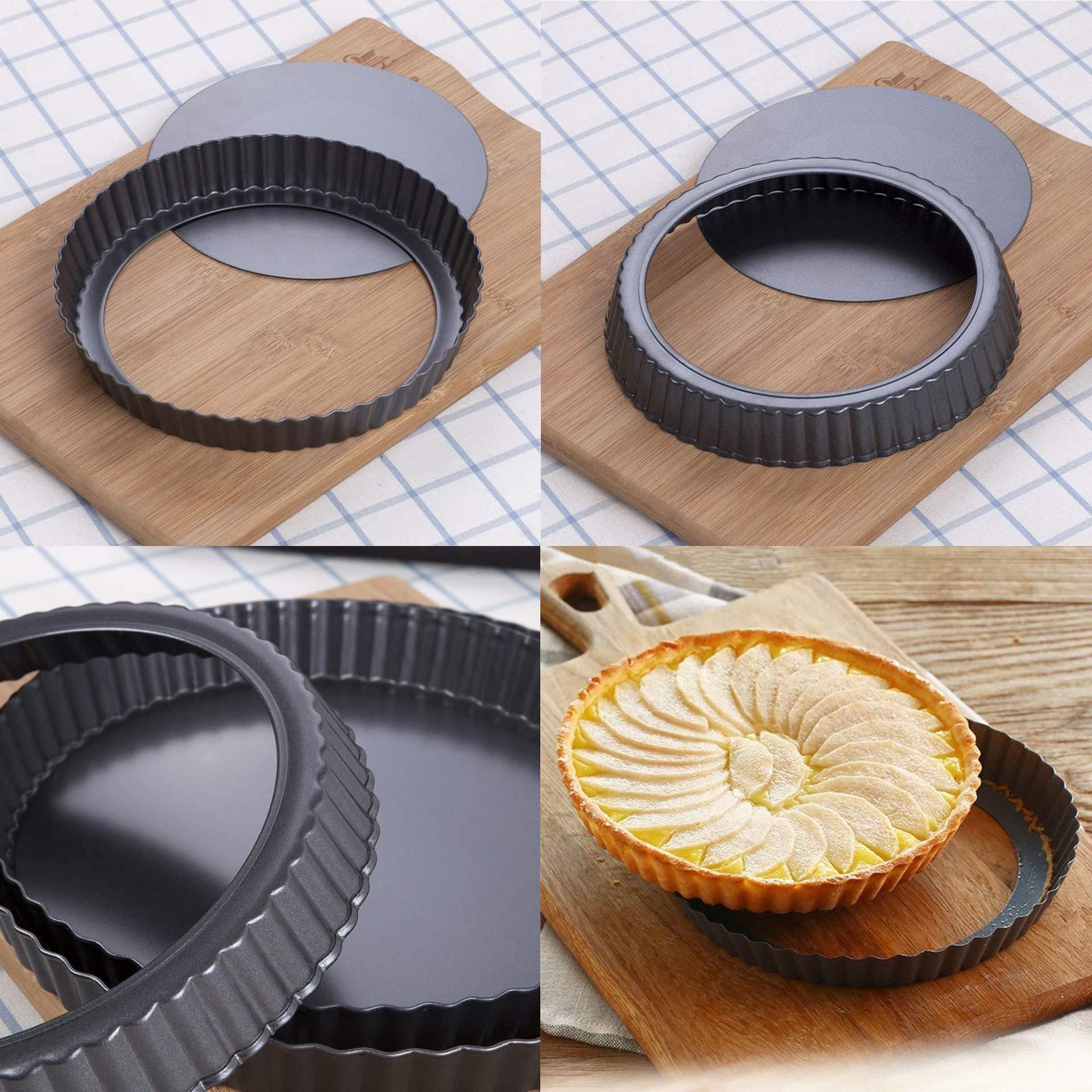 2 Pack 9 Inches Non-Stick Tart Pan with Removable Loose Bottom, Tart Pie Pan, Round Tart Quiche Pan - CookCave