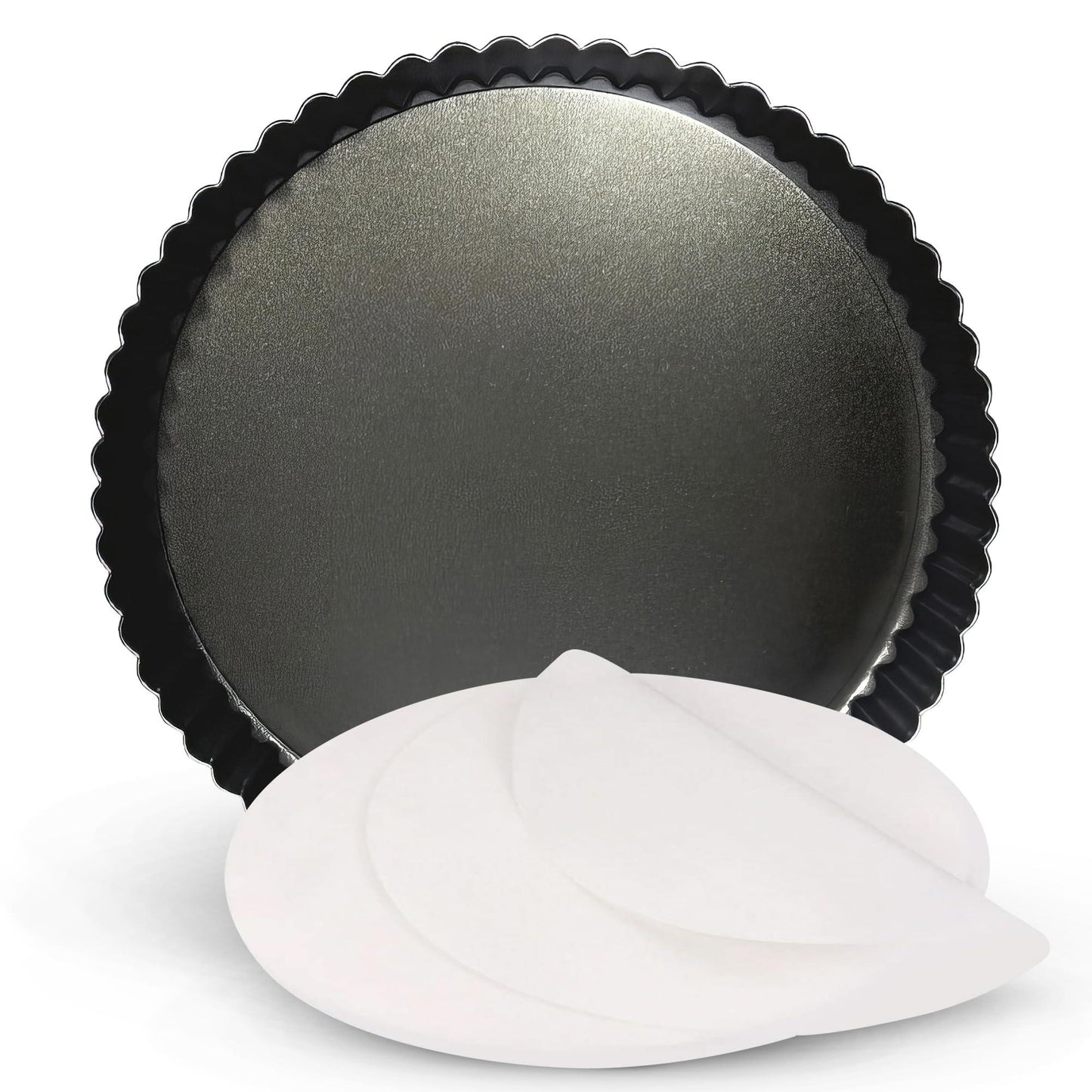 YUMTART Elegant Round Tart and Quiche Pan, 9 Inch, Non-Stick with Removable Bottom, Black - CookCave