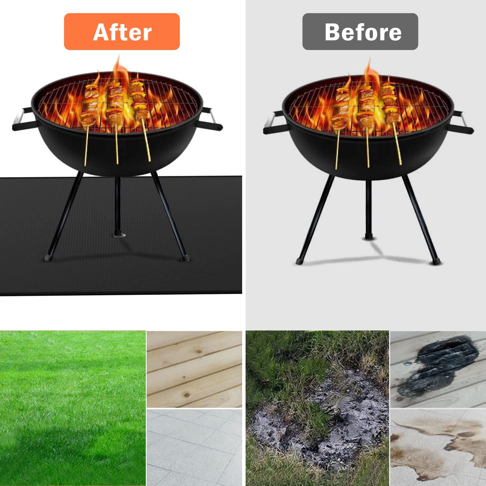 48 * 30 Under Grill Mats for Outdoor Grill Deck Protector, Double-Sided Fireproof Deck and Patio Protective Mat, BBQ Mat for Under BBQ, Oil-proof Mat for Gas Grills, Waterproof Grill Floor Pads - CookCave