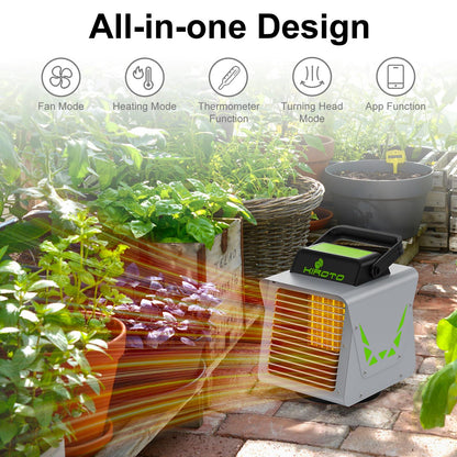 Kiroto 1500W Greenhouse Heater with APP Remote Control & Smart Control Panel, Portable Outdoor Heater for Plants & Vegetables, Safe Heater for Greenhouse, Grow Tents, Flower Room, Sunroom - CookCave