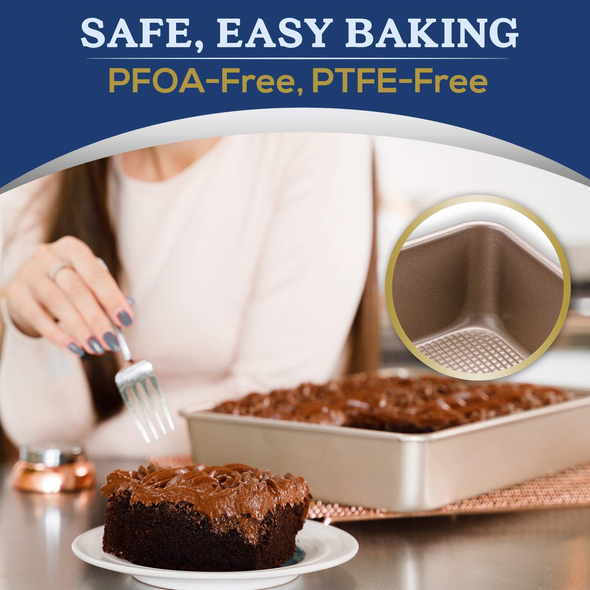 Ultra Cuisine 9x13 Inch Cake Baking And Brownie Pan - Easy Cleaning And Low Maintenance - Elevated Non-Stick Even Baking Experience - Food Safe Coating - Bake Like A Pro For A Lifetime - CookCave
