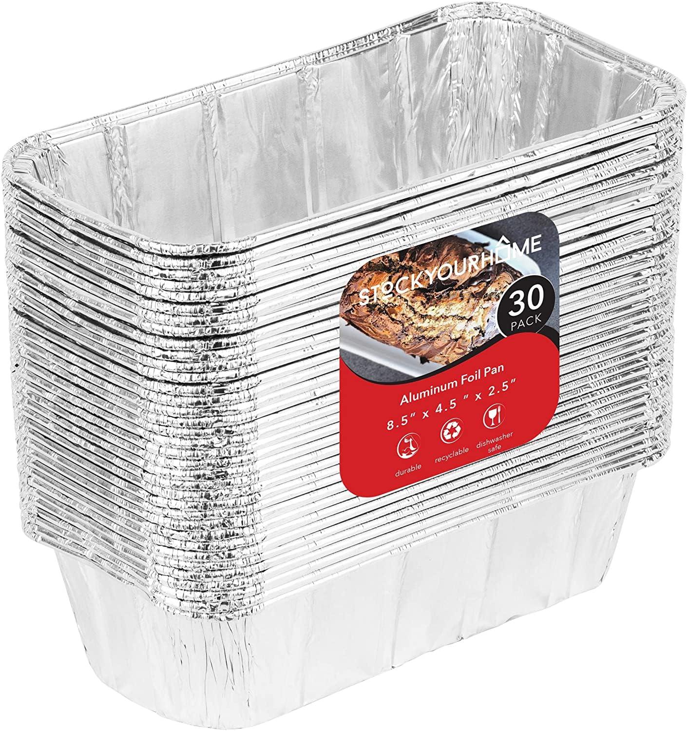 Stock Your Home 2 Lb Aluminum Foil Mini Loaf Pans (30 Pack) Disposable Small Loaf Pan – 2 Pound Baking Tin Liners, Perfect to Bake Cakes, Bread Loaves, and Meat - 8.5 x 4.5 x 2.5 - CookCave
