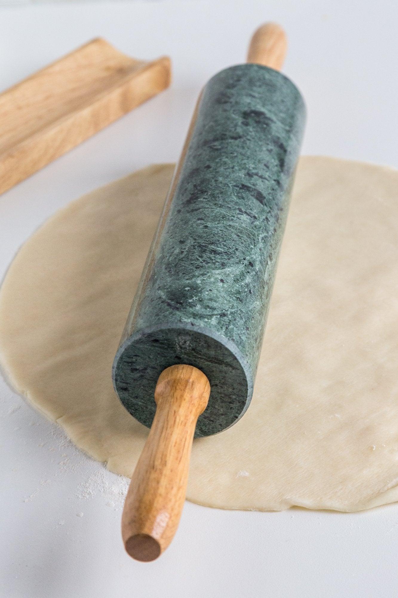 Fox Run Marble Rolling Pin and Base, Green 2.5 x 18 x 3 inches - CookCave