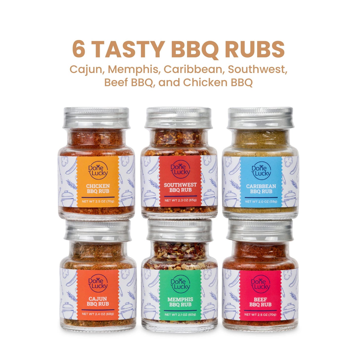 BBQ Rub Gift Set - Spice Gift Set in Premium Wooden Box - Great Grilling Gift for Christmas, Birthday, Father's Day for Him, Dad, Men, or Her - Unique Barbecue Seasonings (Set of 6) - CookCave