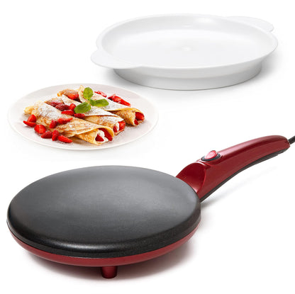 Moss & Stone Electric Crepe Maker, Pan Apo Portable Crepe Maker & Hot Plate Cooktop On/Off Switch, Nonstick Coating, Automatic Temperature Control, Easy To Use For Pancakes, Blintz, Chapati - CookCave