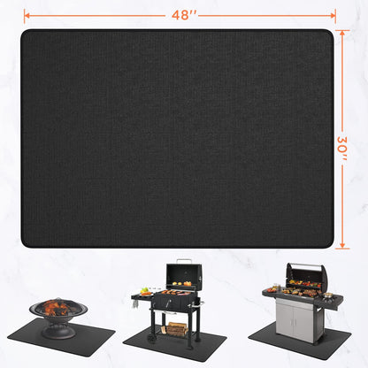 48 * 30 Under Grill Mats for Outdoor Grill Deck Protector, Double-Sided Fireproof Deck and Patio Protective Mat, BBQ Mat for Under BBQ, Oil-proof Mat for Gas Grills, Waterproof Grill Floor Pads - CookCave