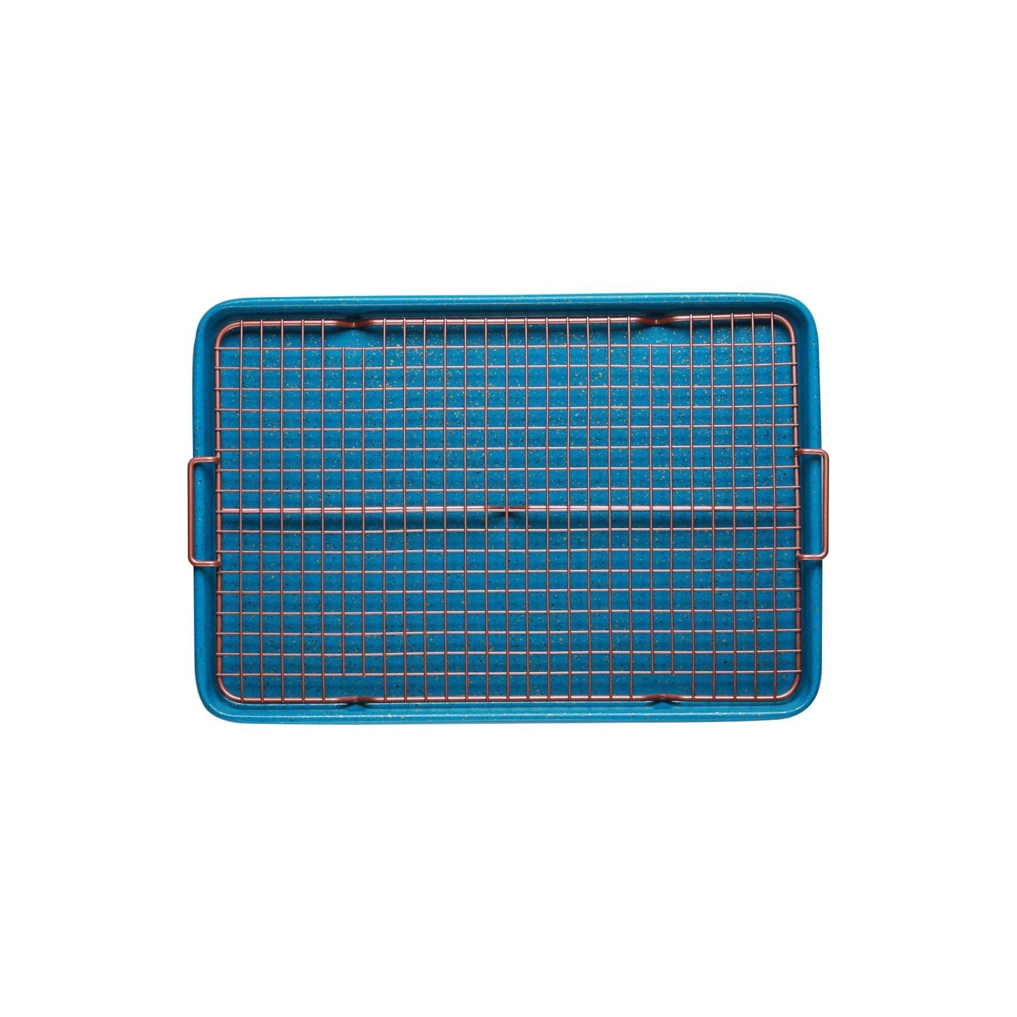 CasaWare 3pc Ultimate Commercial Weight 15 x 10 x 1-inch Cookie Sheet/Cooling Grid/Silicone Mat Bakeware Set (Blue Granite) - CookCave