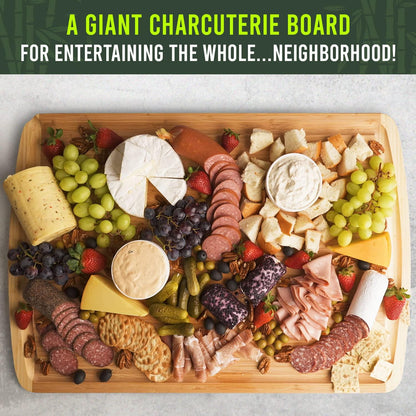 GREENER CHEF 30 Inch 3XL Extra Large Cutting Board with Lifetime Replacements - Oversized Bamboo Stove Top Cover Noodle Board - Wooden Meat Cutting Board - Turkey Carving Board - Charcuterie Board - CookCave