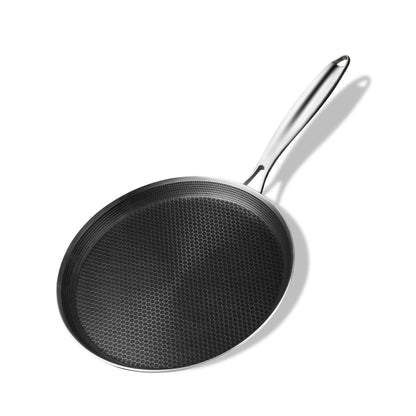 Nonstick Crepe Pan 11 inch Stainless Steel Crepe Pan Honeycomb Coating Flat Skillet Tawa Dosa Tortilla Pan PFOA-Free,Omelet Pan with All Stove Tops Available, Induction Compatible - CookCave