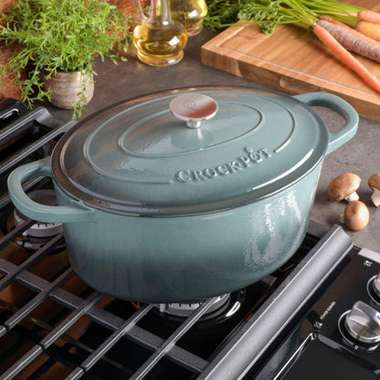 Crock-Pot Artisan Oval Enameled Cast Iron Dutch Oven, 7-Quart, Slate Gray - CookCave