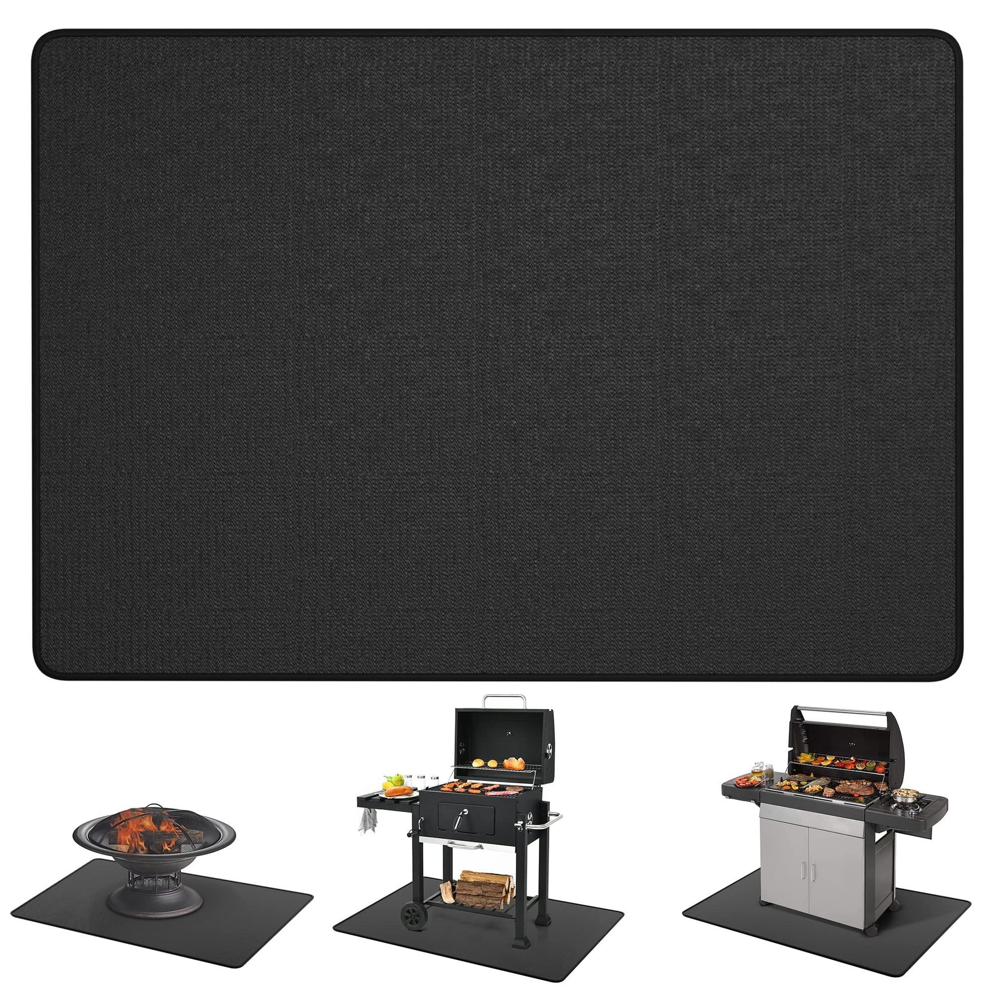 48 * 30 Under Grill Mats for Outdoor Grill Deck Protector, Double-Sided Fireproof Deck and Patio Protective Mat, BBQ Mat for Under BBQ, Oil-proof Mat for Gas Grills, Waterproof Grill Floor Pads - CookCave