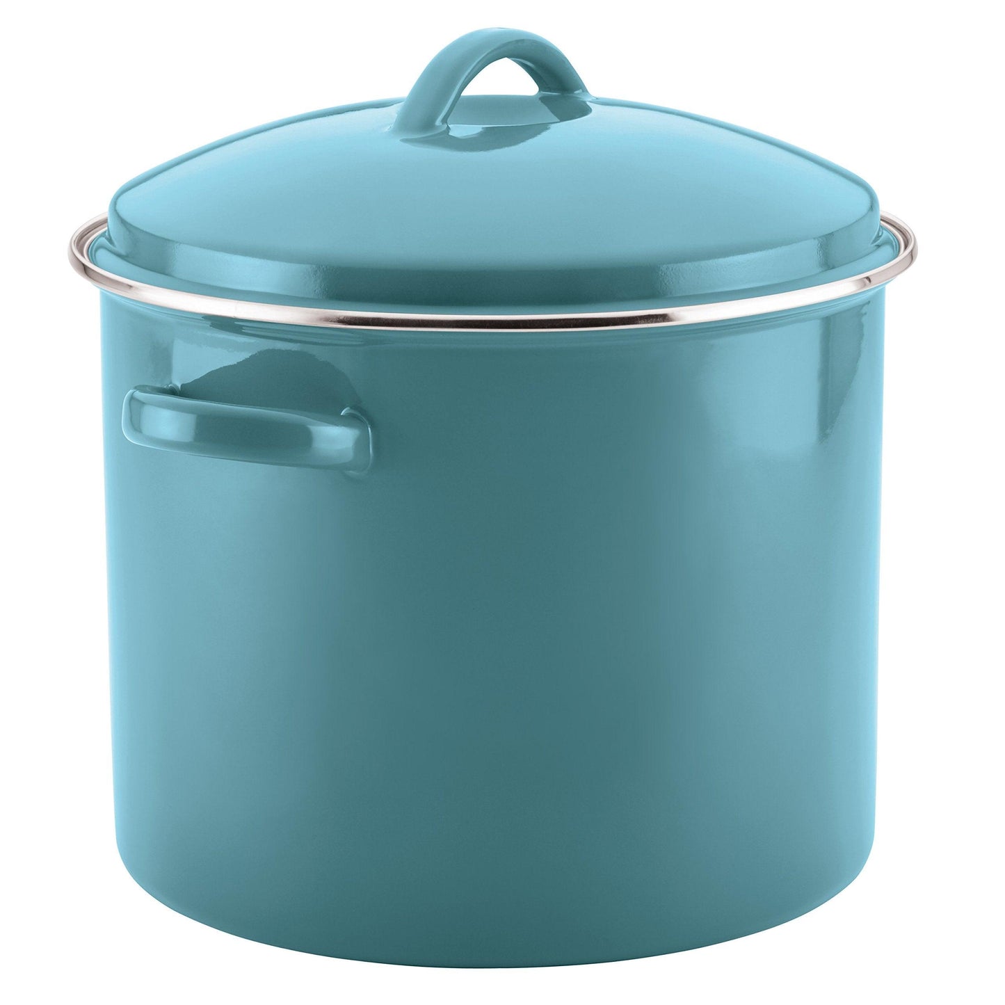 Farberware Enamel on Steel Stock Pot/Stockpot with Lid - 16 Quart, Aqua Blue - CookCave