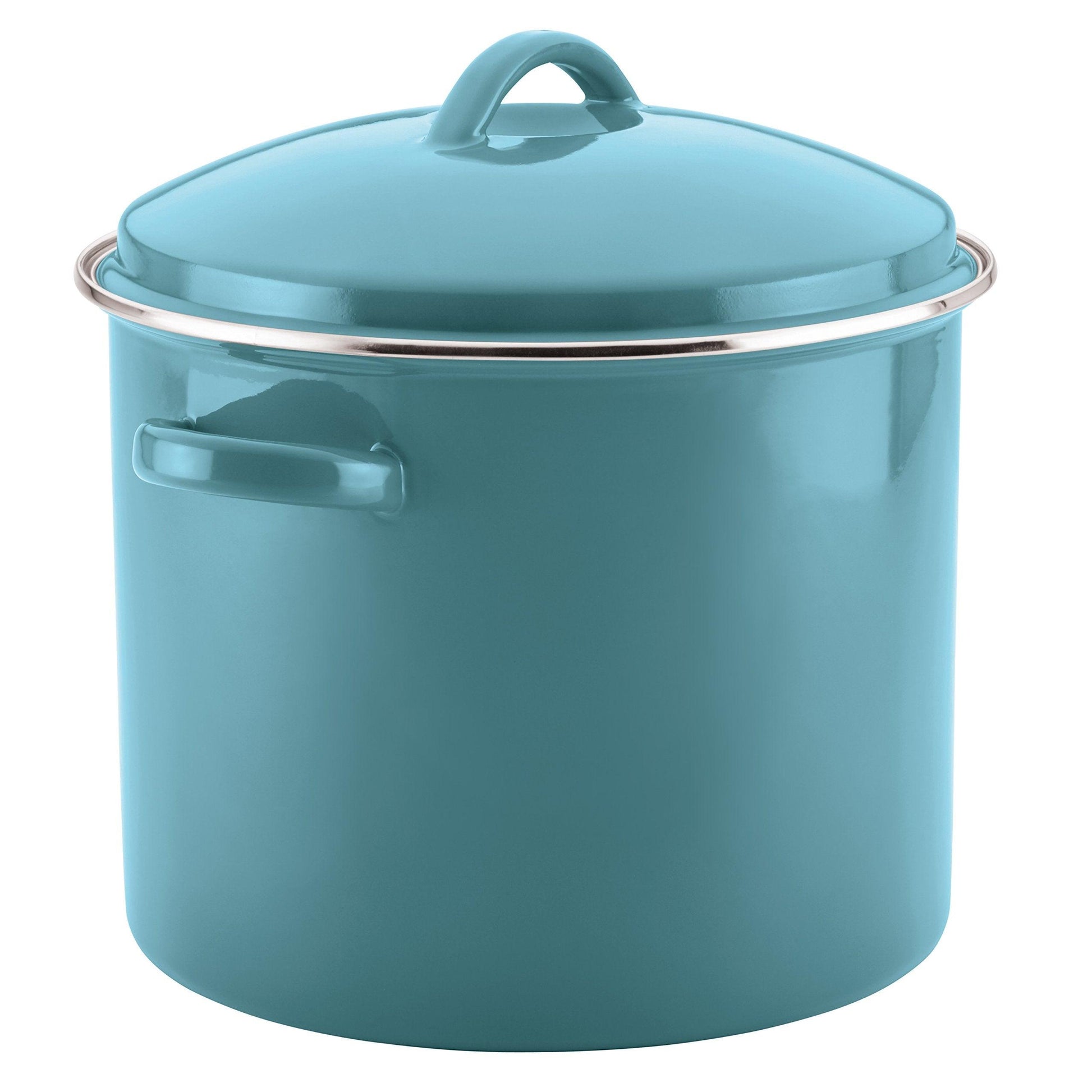 Farberware Enamel on Steel Stock Pot/Stockpot with Lid - 16 Quart, Aqua Blue - CookCave