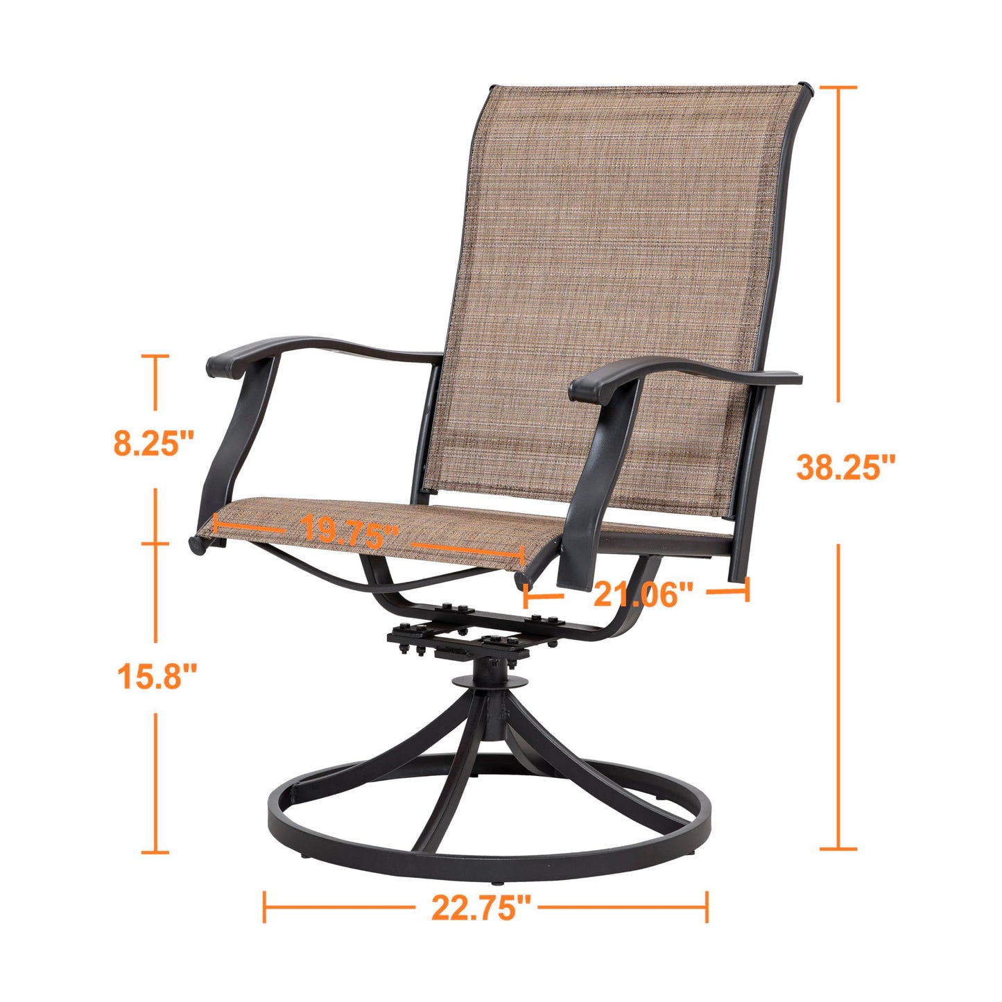 NUU GARDEN Patio Dining Chairs, Swivel Patio Sling Chairs Set of 2 All-Weather Textilene Outdoor Chairs with Iron Frame for Outdoor Lawn Garden Backyard, Brown - CookCave