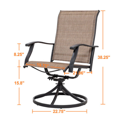 NUU GARDEN Patio Dining Chairs, Swivel Patio Sling Chairs Set of 2 All-Weather Textilene Outdoor Chairs with Iron Frame for Outdoor Lawn Garden Backyard, Brown - CookCave