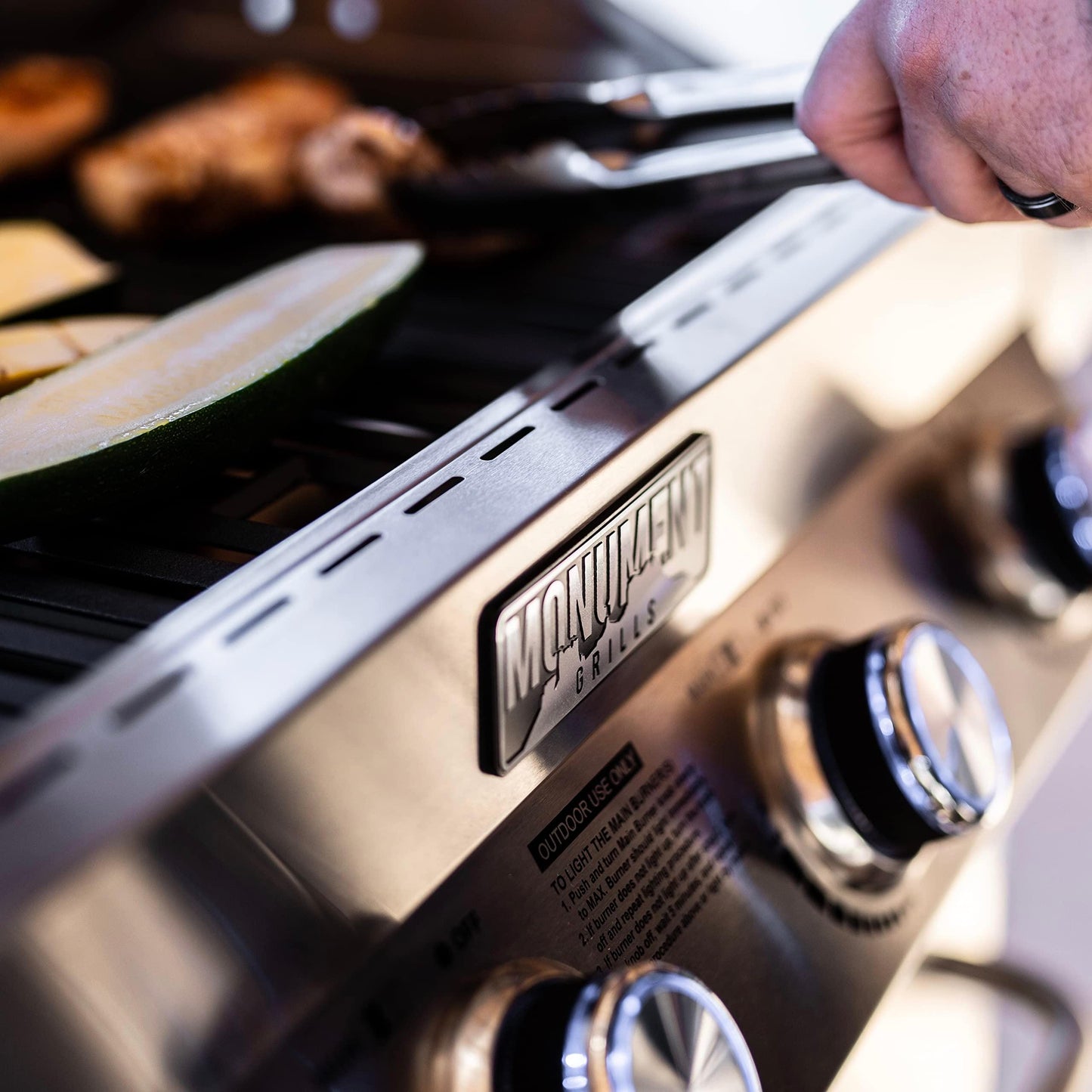 Monument Grills Larger 4-Burner Propane Gas Grills Stainless Steel Cabinet Style with Side & Infrared Side Sear Burners with Stainless Steel Rotisserie Kit(2 Items) - CookCave