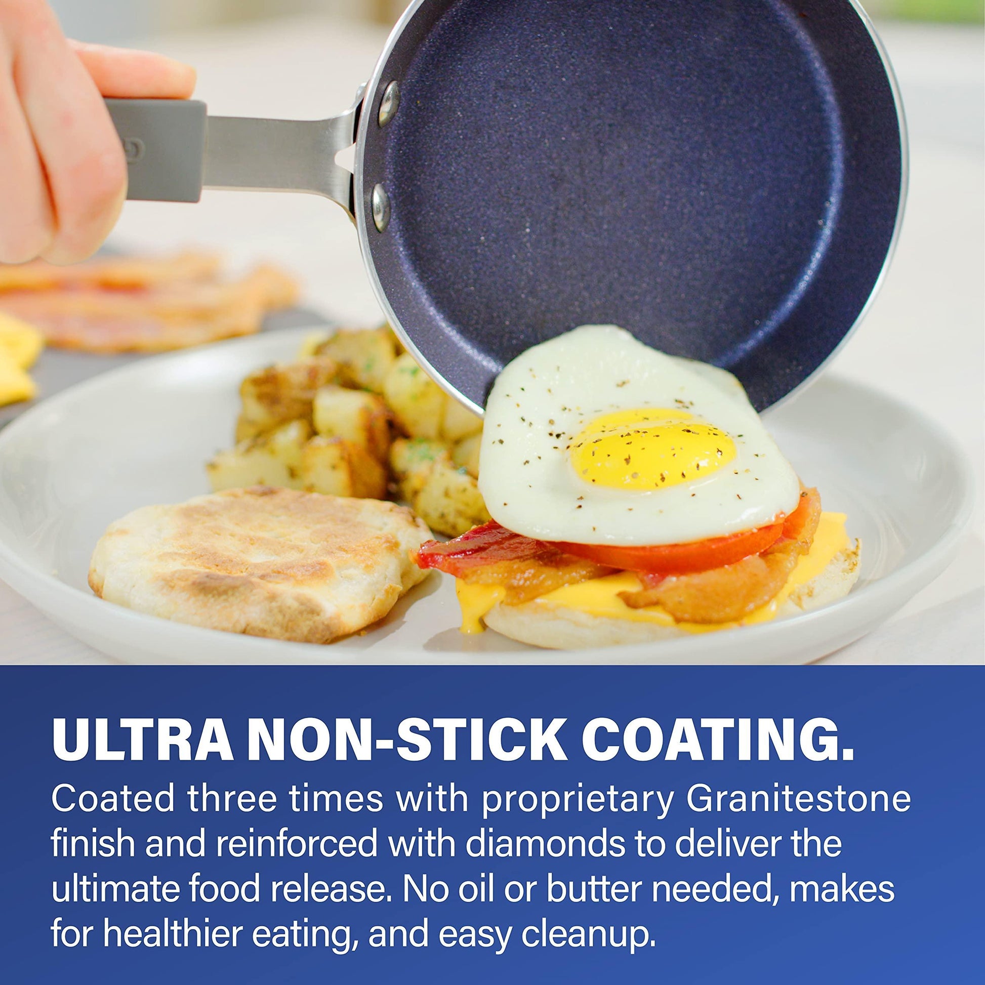 Granitestone Blue Mini Nonstick Egg Pan & Omelet Pan – 5.5” Single Serve Egg Nonstick/Skillet, Diamond Infused, Small Frying Designed for Eggs Pancakes, Non Toxic, Dishwasher Safe - CookCave