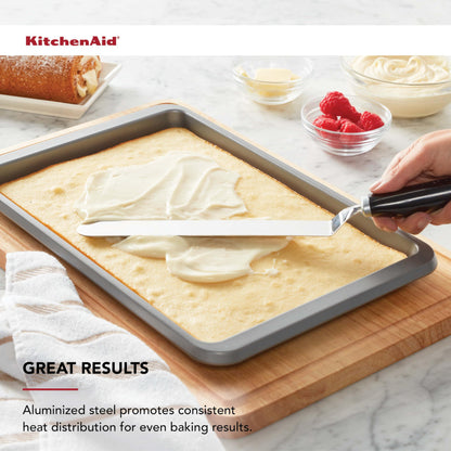 KitchenAid Nonstick 9 x 13 in Baking Sheet with Extended Handles for Easy Grip, Aluminized Steel to Promoted Even Baking, Dishwasher Safe,Contour Silver - CookCave