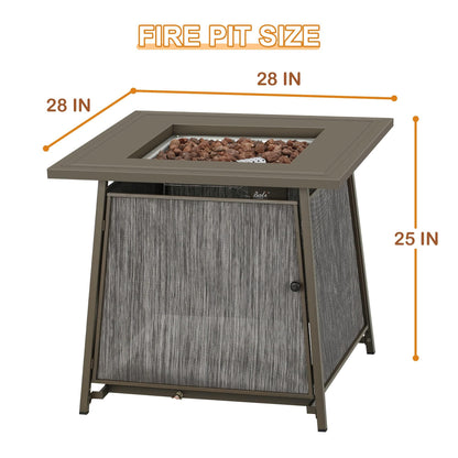 BALI OUTDOORS Gas FirePit Table 28 Inch Propane Fire Pit Table 50,000 BTU with Free Lava Rock and Tabletop Lid, Square Outdoor Table for Patio and Garden - CookCave