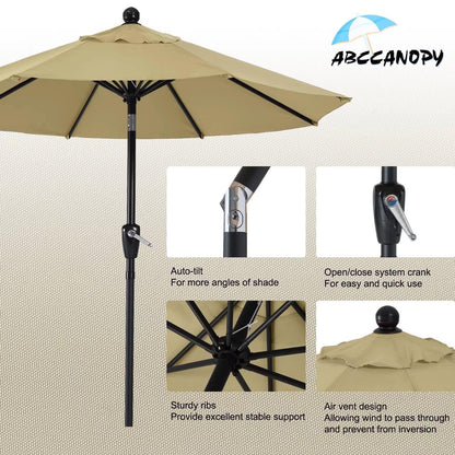 ABCCANOPY 11FT Patio Umbrella - Outdoor Waterproof Table Umbrella with Push Button Tilt and Crank, 8 Ribs UV Protection Pool Umbrella for Garden, Lawn, Deck & Backyard (Khaki) - CookCave