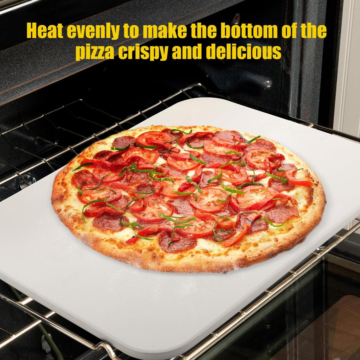 Pizza Stones Set - 15 x 12 Inch Large Pizza Stone for Oven and Grill Durable and Safe Baking Stone Thermal Shock Resistant Cooking Stone with Stainless Steel Pizza Peel Paddle & Cutter - CookCave