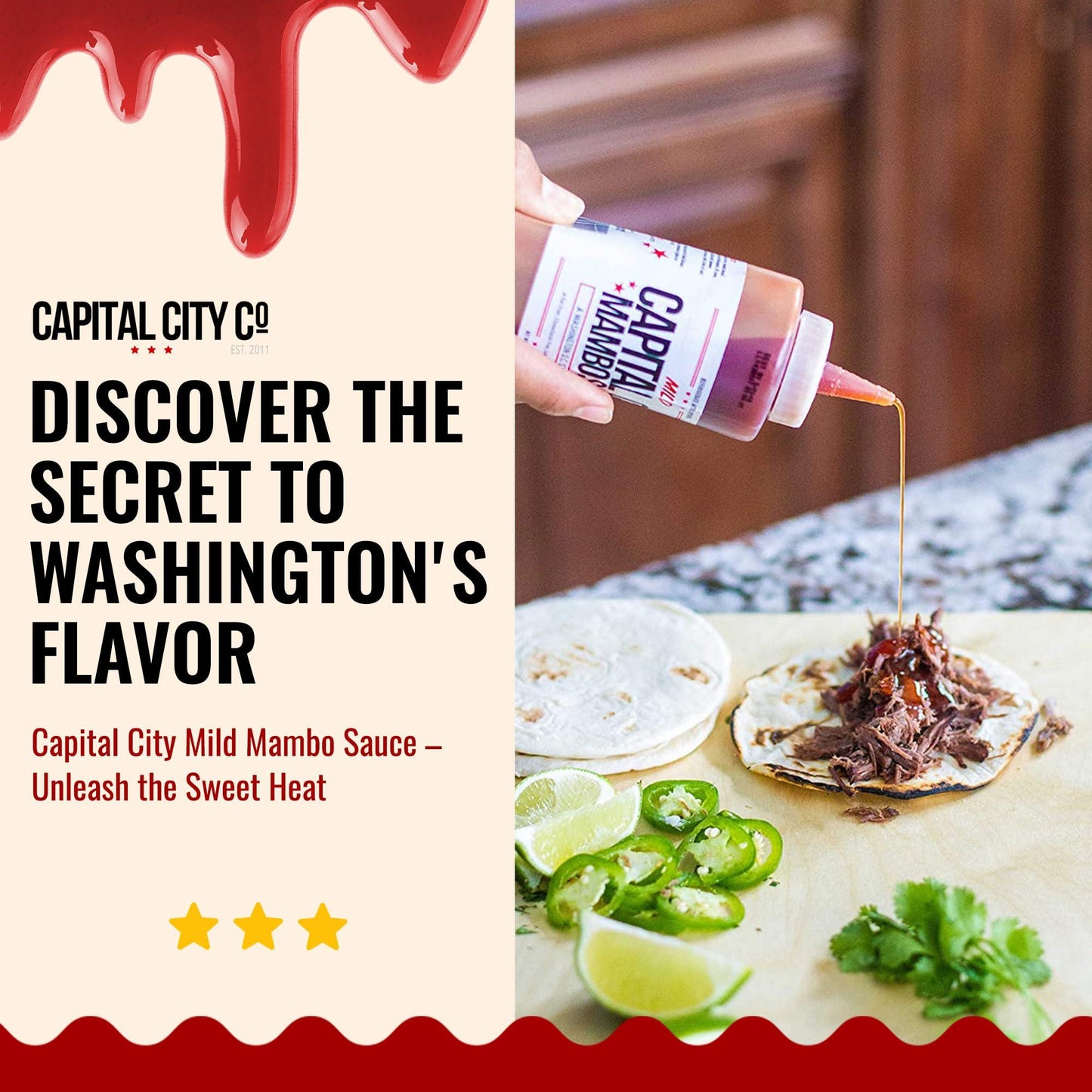 Capital City Mambo Sauce - Variety 2 Pack - Sweet Hot & Mild | Washington DC Wing Sauces | Perfect Condiment Topping for Wings, Chicken, Pork, Beef, Seafood, Burgers, Rice or Noodles | 12 fl oz Bottles - CookCave