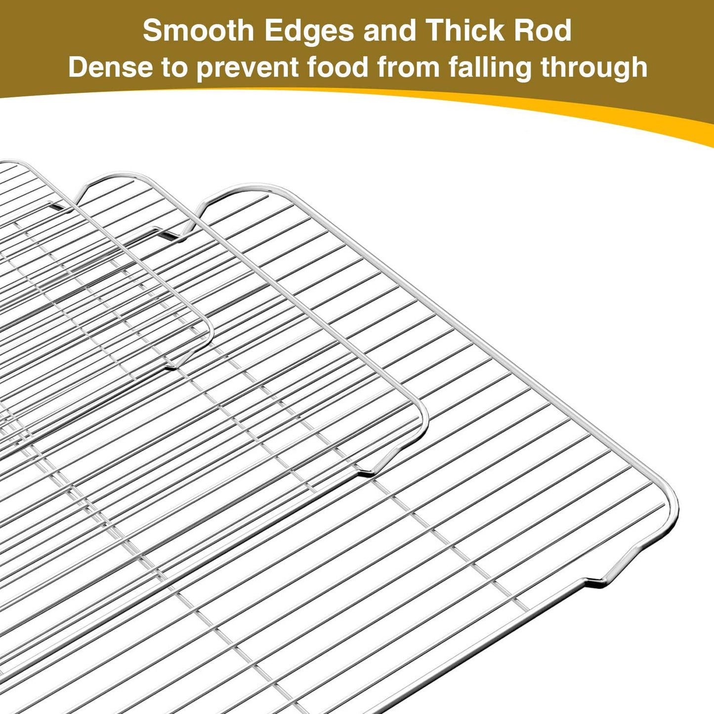 Wildone Baking Sheet with Rack Set (3 Pans + 3 Racks), Stainless Steel Baking Pan Cookie Sheet with Cooling Rack, Non Toxic & Heavy Duty & Easy Clean - CookCave