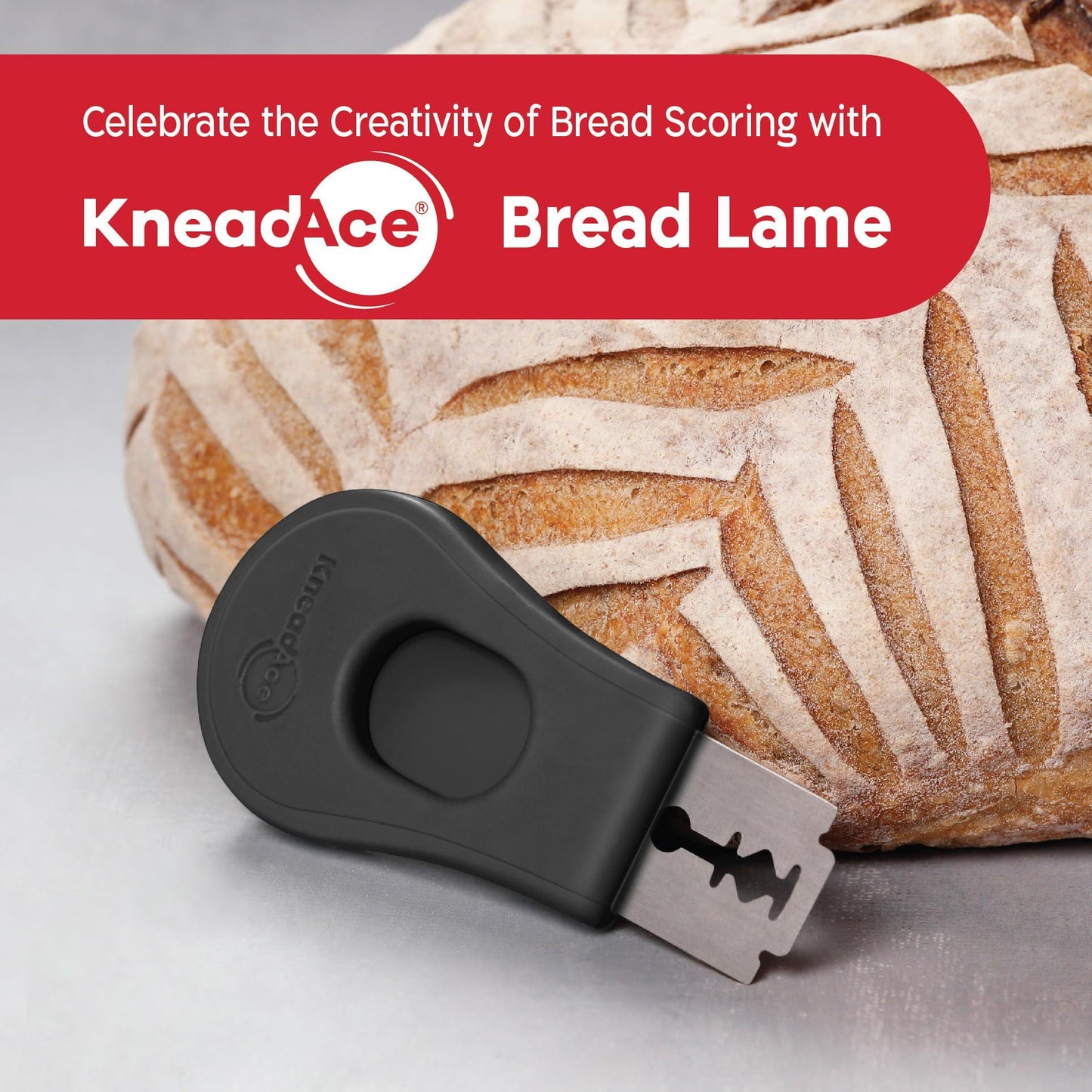 KNEADACE Extractable & Magnetic Bread Lame Dough Scoring Tool - Professional Sourdough scoring tool for Sourdough Bread baking & Bread Making Tools - Scoring Patterns booklet & 5 Razor Blades - CookCave