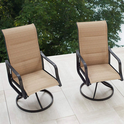 PatioFestival Patio Dining Chairs Textilene Outdoor High Back Swivel Rockers with All Weather Frame (Beige,Set of 2) - CookCave