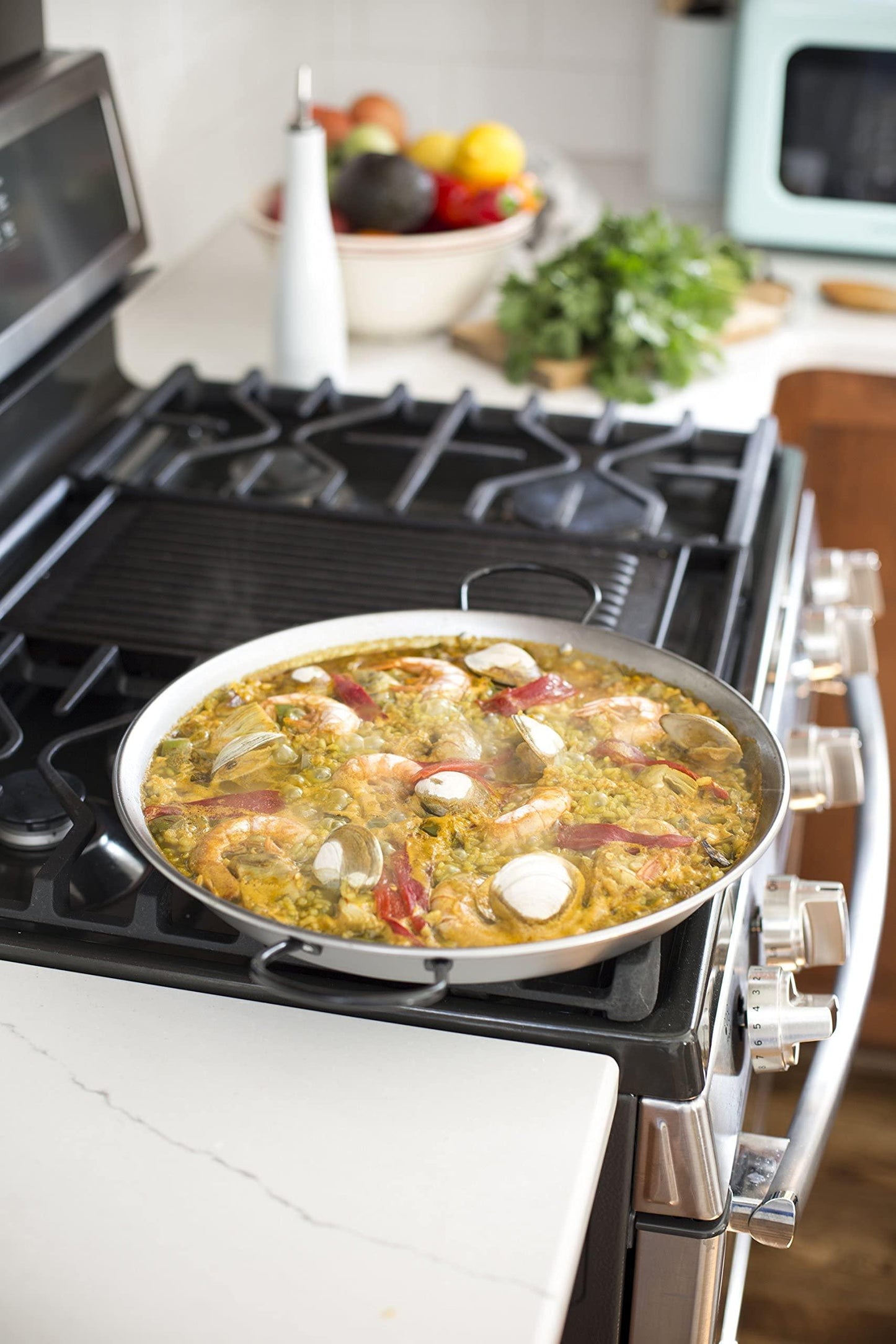 Matiz España Deluxe Authentic Paella Kit with Traditional Pan and Ingredients - CookCave