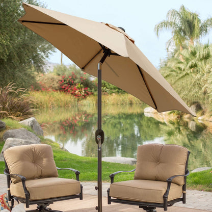 Blissun 7.5 ft Patio Umbrella, Yard Umbrella Push Button Tilt Crank (Tan) - CookCave