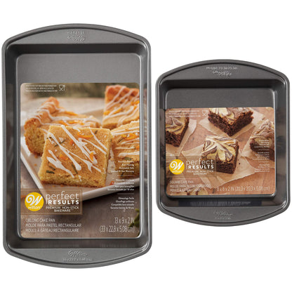 Wilton Perfect Results Premium Non-Stick Oblong and Square Cake Pan Set, 2-Piece - CookCave