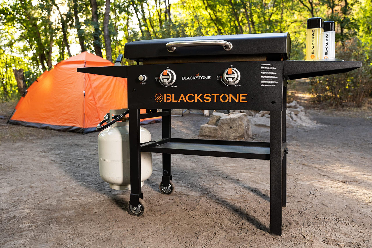 Blackstone 1883 Gas Hood & Side Shelves Heavy Duty Flat Top Griddle Grill Station for Kitchen, Camping, Outdoor, Tailgating, Countertop 28 inch Black - CookCave