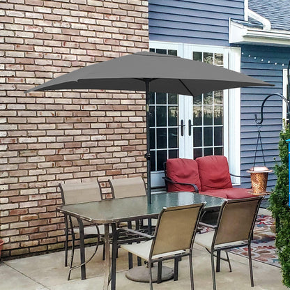 AMMSUN 6.5 x 4.5ft Rectangular Patio Umbrella Outdoor Table Umbrella Steel Pole and Fiberglass Ribs, Grey - CookCave