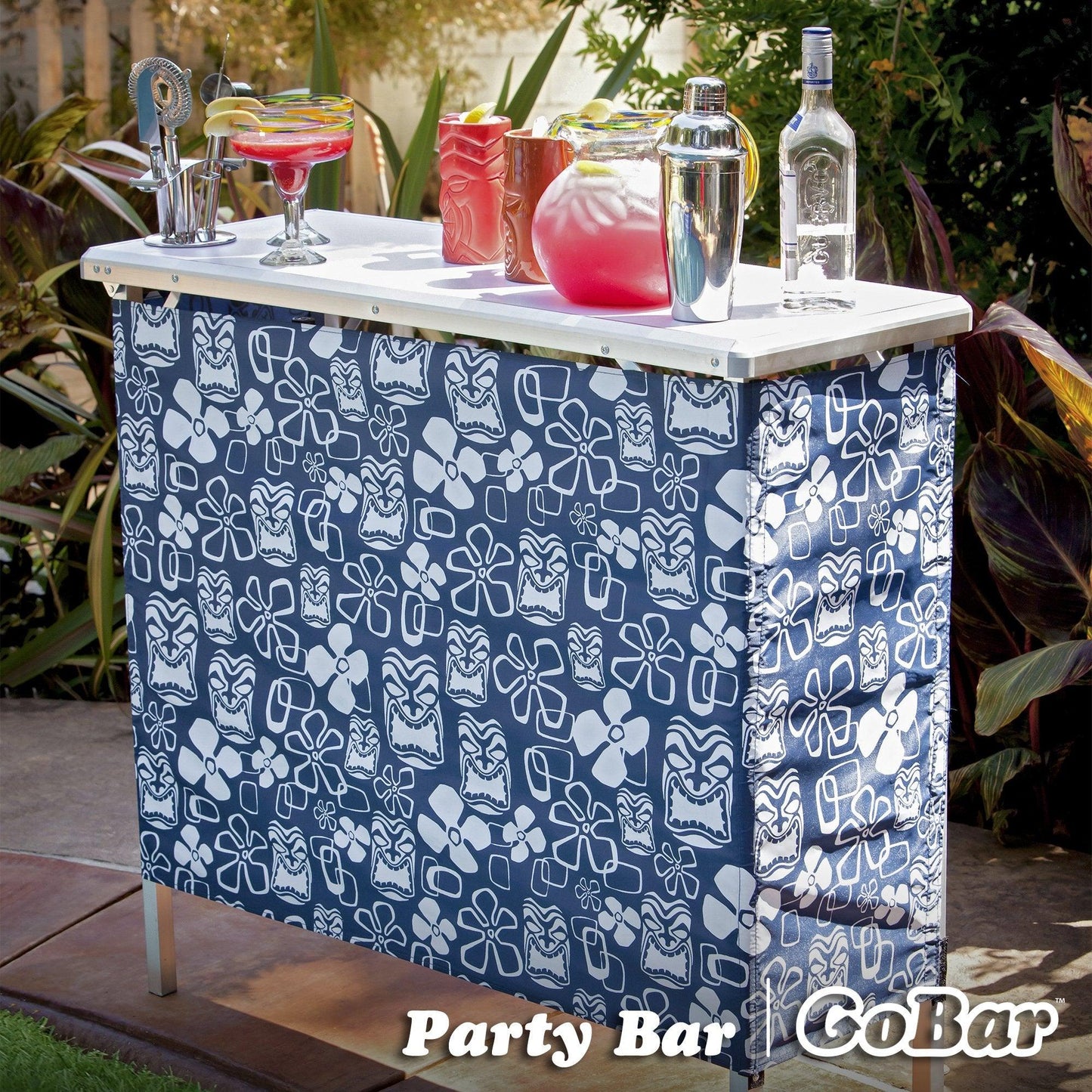 GoPong GoBar Portable Bar Table - Mobile Bartender Station for Events - Includes Carrying Case - Standard or LED, Black - CookCave