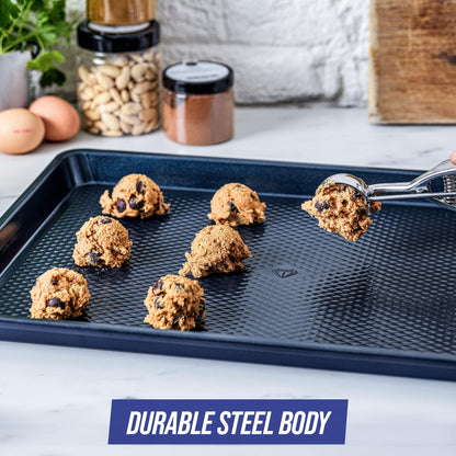 Blue Diamond Bakeware Diamond Infused Ceramic Nonstick, 18" x 13" Half Cookie Sheet Baking Pan, Dishwasher and Freezer Safe, PFAS-Free, Blue - CookCave