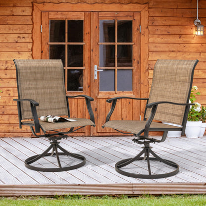 NUU GARDEN Patio Dining Chairs, Swivel Patio Sling Chairs Set of 2 All-Weather Textilene Outdoor Chairs with Iron Frame for Outdoor Lawn Garden Backyard, Brown - CookCave