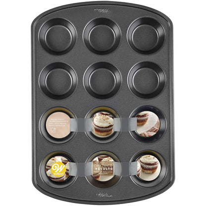 Wilton Perfect Results Premium Non-Stick Bakeware Cupcake Pan, 12-Cup, Steel - CookCave